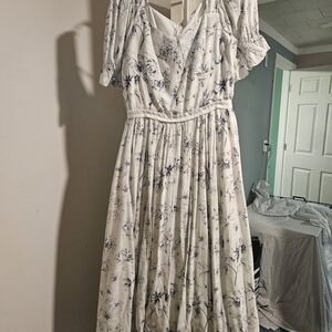 White and Blue cottage core dress